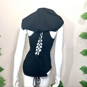 Zhen Nymph Black Corset Top Oversized Hood